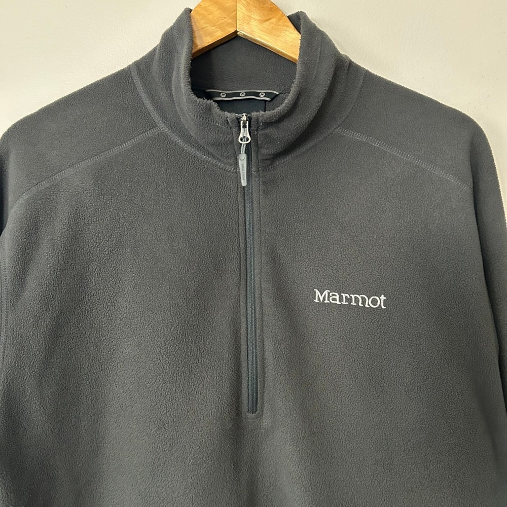 Marmot‎ Pullover Mens XL Black Fleece 1/4 Zip Mock Neck Lightweight Jacket
